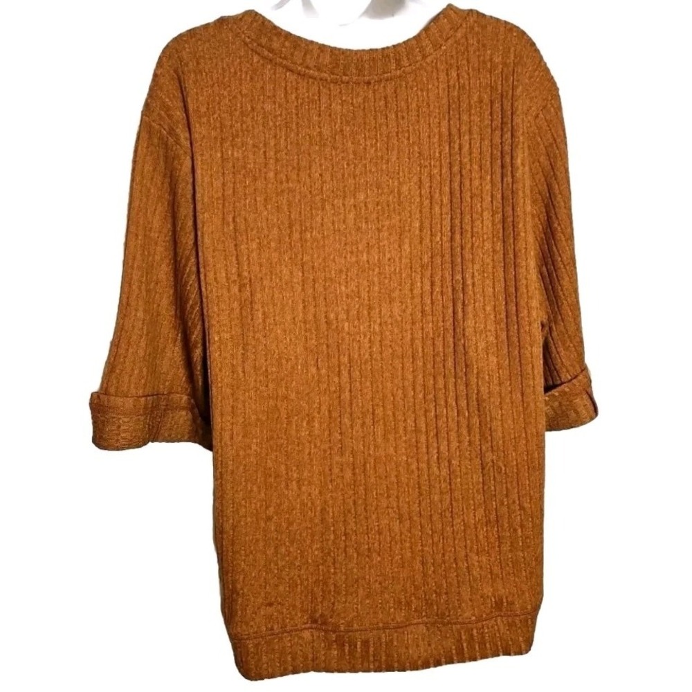 Umgee USA Fall Burnt Orange Ribbed Boho Knit Tunic Top 3/4 Sleeve Women's Size S - Picture 2 of 3